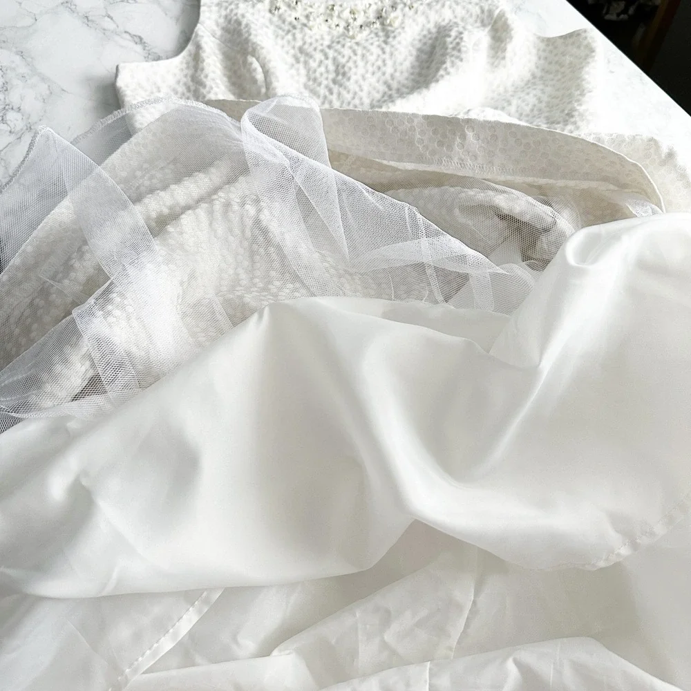 Eliza J White Shimmer Embellished Neckline Sleeveless‎ Fit Flare Dress Size 12 - Picture 15 of 15